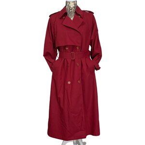 VTG LONDON FOG Double Breasted Belted Red Trench Coat Womans SZ 6 USA Thinsulate